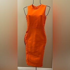 Orange slit bodycon dress